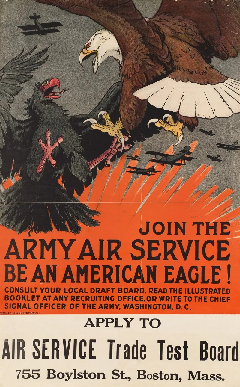 Join The Army Air Service Be An American Eagle Wall Art by Charles Livingston Bull - High-Resolution Digital Print