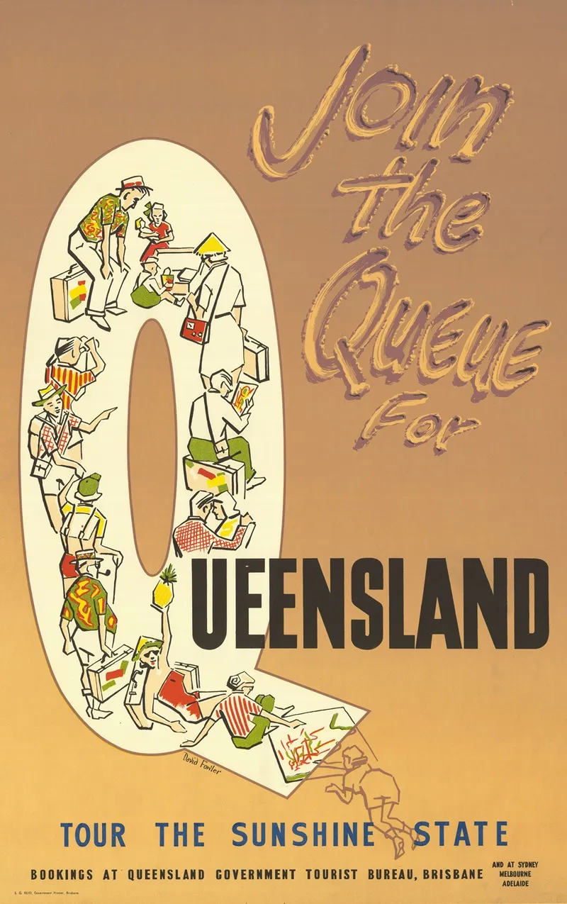 Join The Queue For Queensland Tour The Sunshine State Wall Art by David Fowler - High-Resolution Digital Print