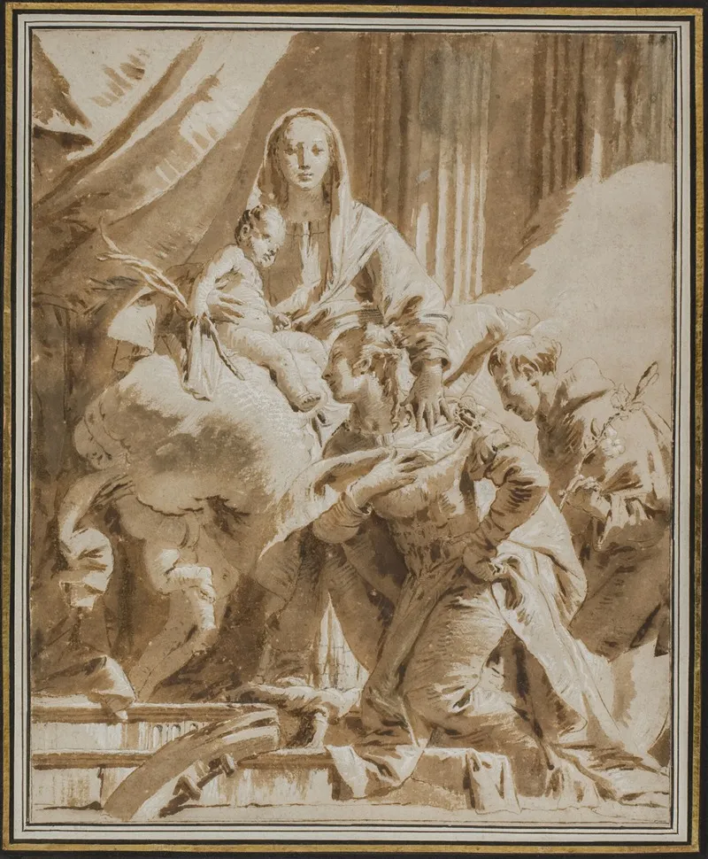Jomfru Maria Og Barnet Med Den Hellige Antonius Af Padova Og Katharina Af Alexandria Wall Art by Giovanni Battista Tiepolo - High-Resolution Digital Print