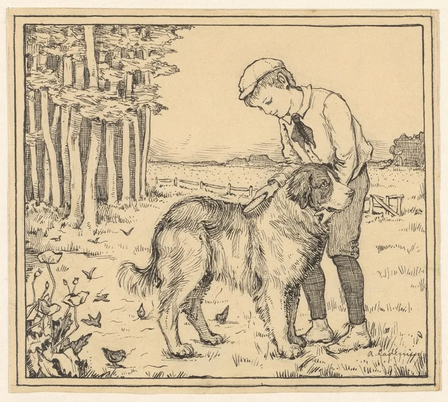 Jongen Borstelt Een Hond