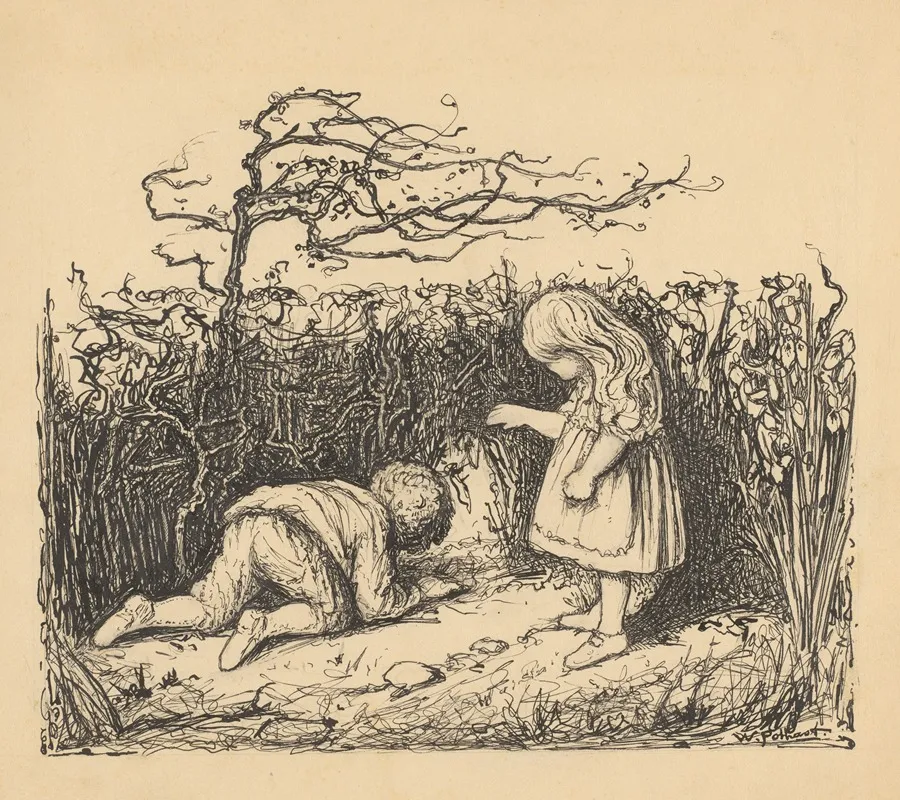 Jongen En Meisje Bij Een Struik Wall Art by Willem Pothast - High-Resolution Digital Print