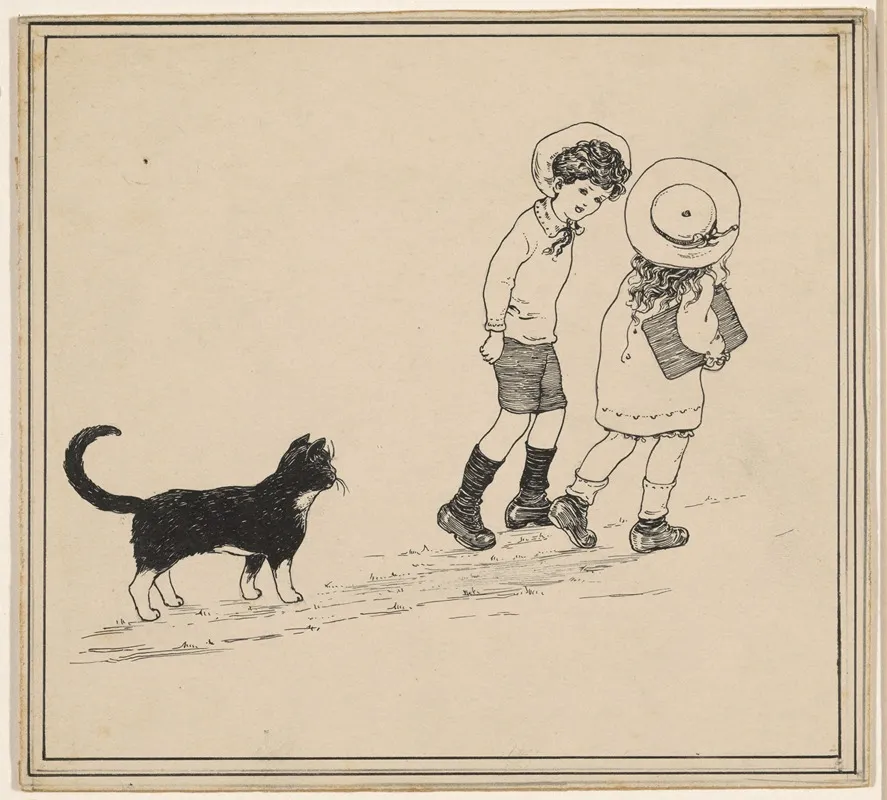 Jongen En Meisje Gevolgd Door Een Kat 2