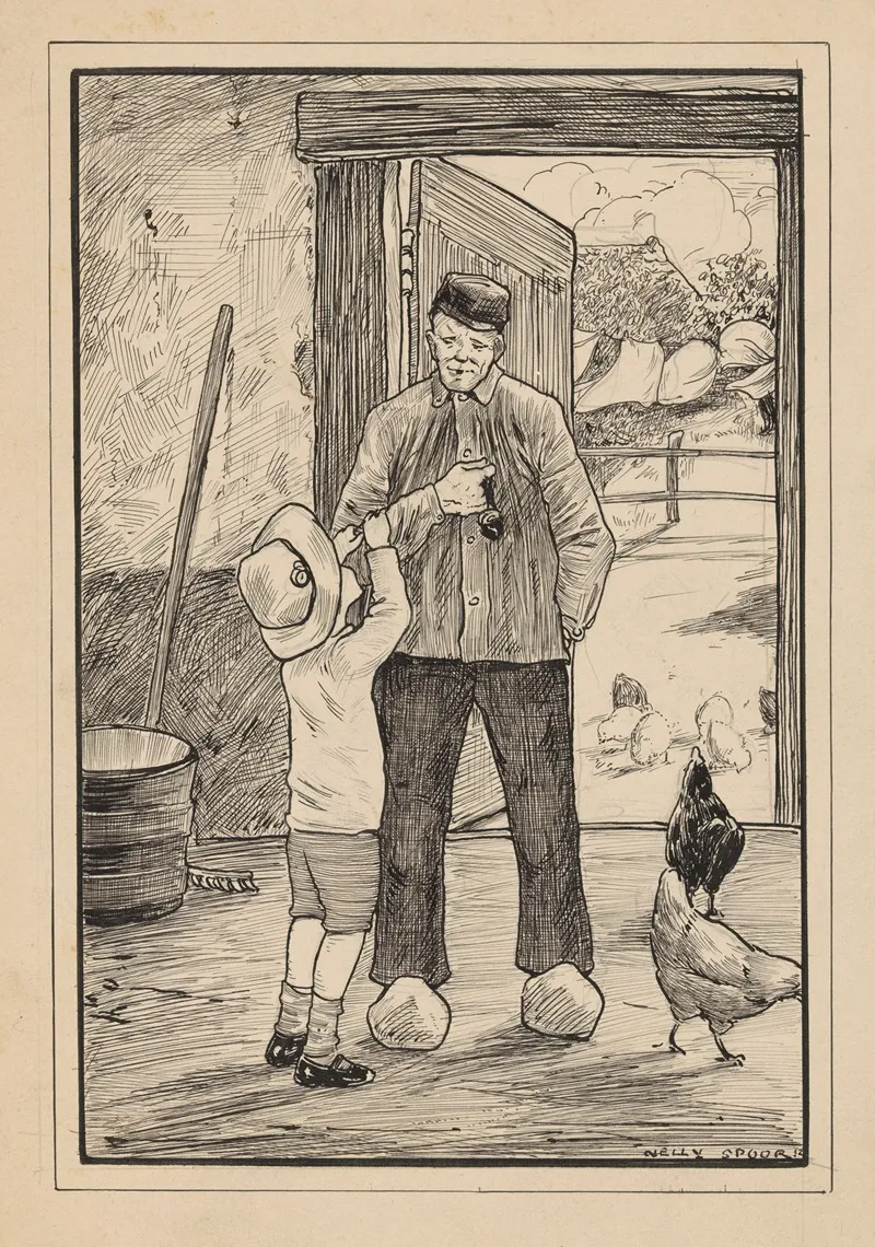 Jongen Klampt Zich Vast Aan Een Boer