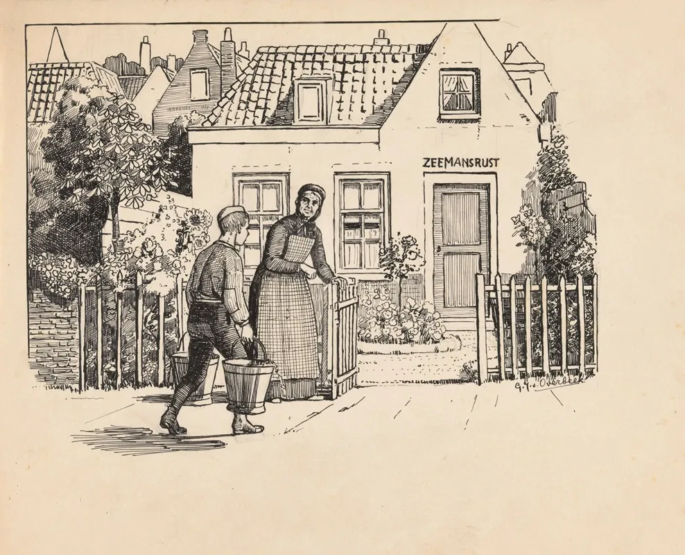 Jongen Met Emmers Bij Huize Zeemansrust Wall Art by Gijsbertus Johannes van Overbeek - High-Resolution Digital Print