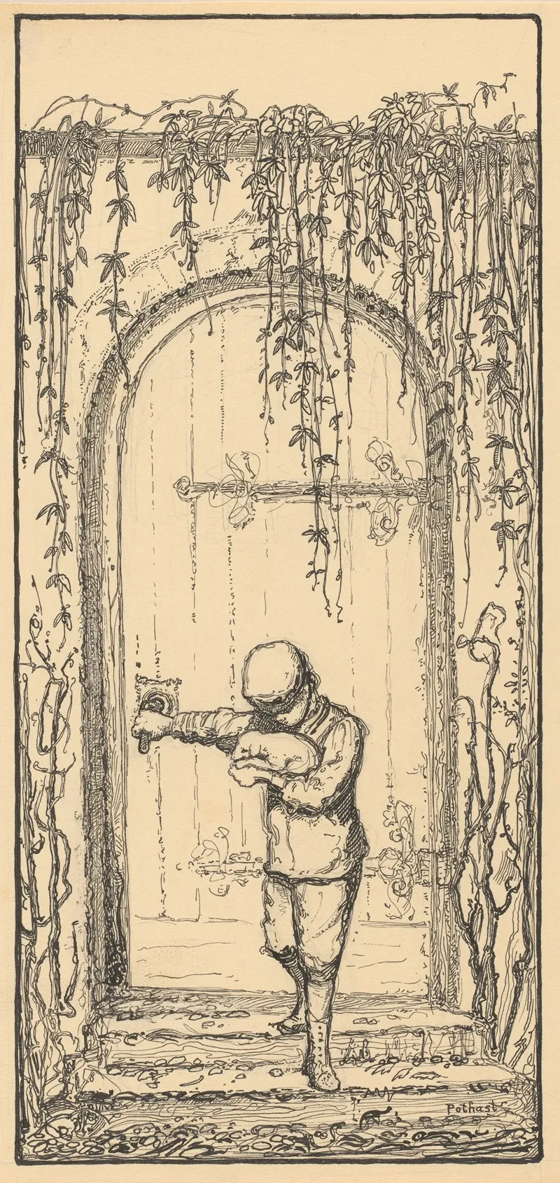 Jongen Met Kat Bij Een Deur Wall Art by Willem Pothast - High-Resolution Digital Print