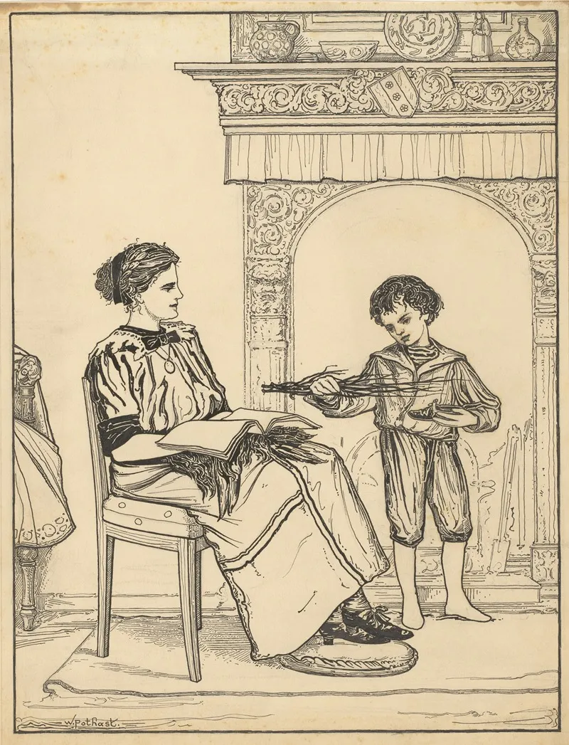 Jongen Met Schoen En Roede Wall Art by Willem Pothast - High-Resolution Digital Print