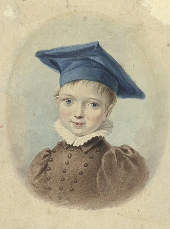 Jongetje Met Een Blauwe Baret Wall Art by Johannes Hari - High-Resolution Digital Print