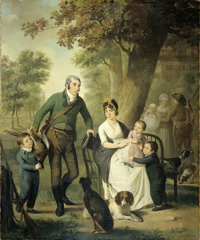 Jonkheer Gysbert Carel Rutger Reinier Van Brienen Van Ramerus1771 1821 With His Wife And Four Of Their Children Wall Art by Adriaan de Lelie - High-Resolution Digital Print