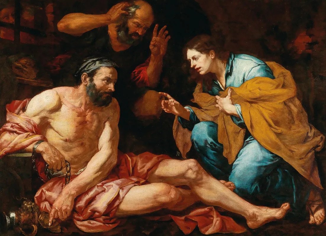 Joseph Interpreting Dreams 2 Wall Art by Giovanni Battista Langetti - High-Resolution Digital Print