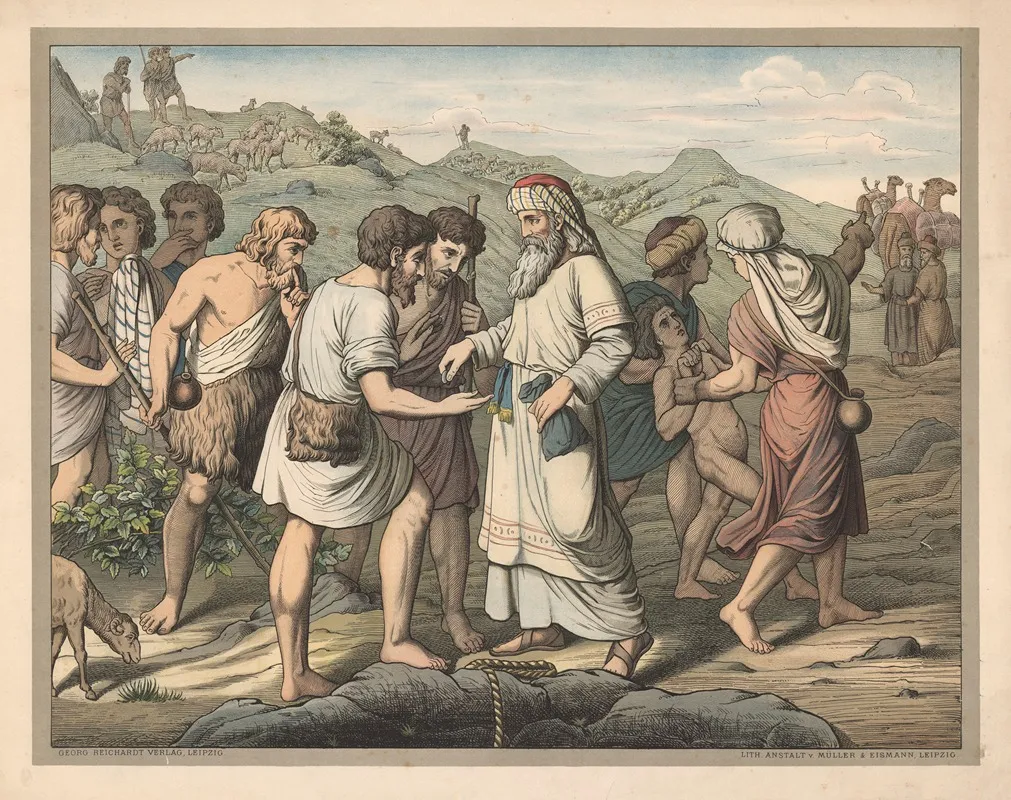Joseph Is Sold By His Brothers 8 Wall Art by Lith. Anstalt v. Müller &amp; Eismann - High-Resolution Digital Print