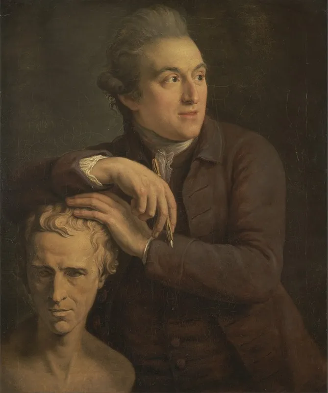 Joseph Nollekens With His Bust Of Laurence Sterne Wall Art by John Francis Rigaud - High-Resolution Digital Print