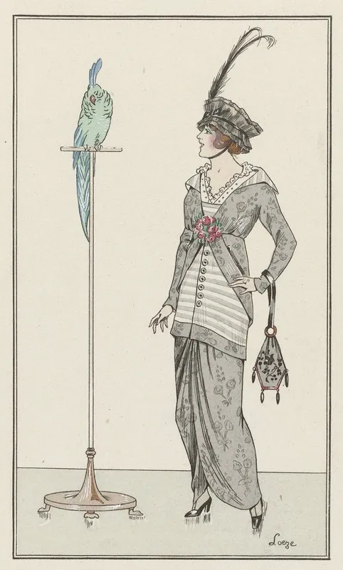 Journal Des Dames Et Des Modes Costumes Parisiens 1913 No 90 Robe De Taffetas A Fleurs