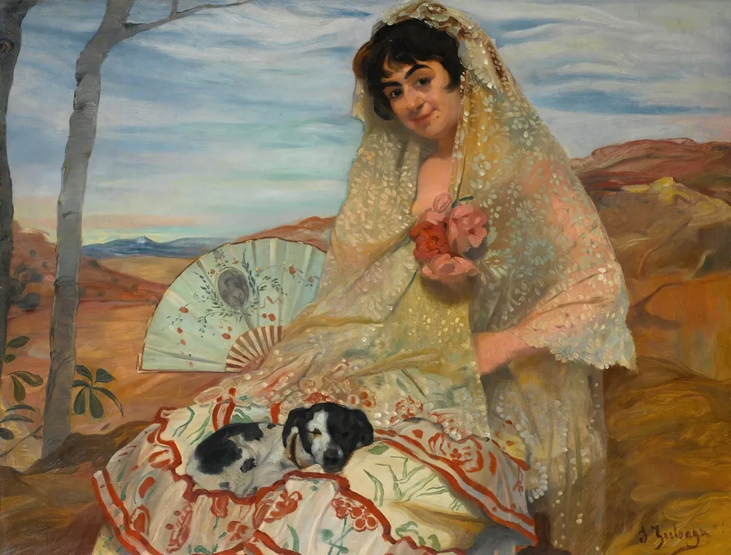 Joven Sentada Con Un Perro Seated Woman With Dog
