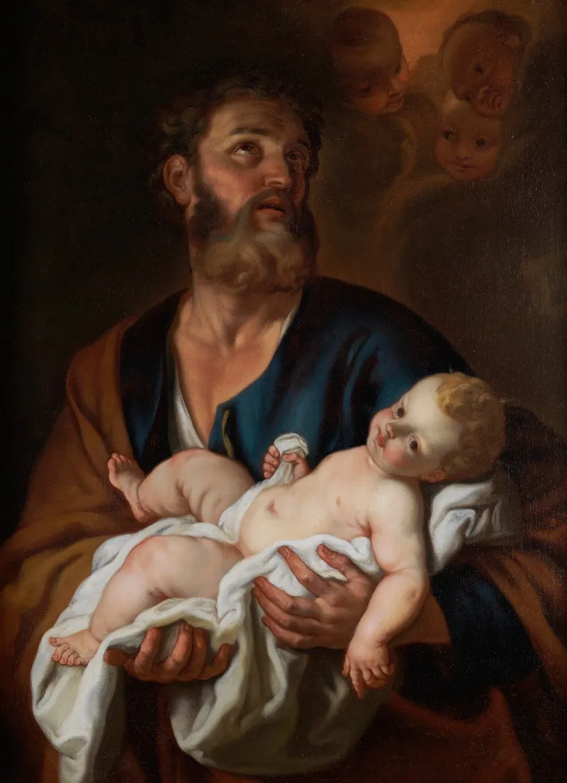 Jozef Met Het Kind Jezus Wall Art by Jacob Leyssens - High-Resolution Digital Print