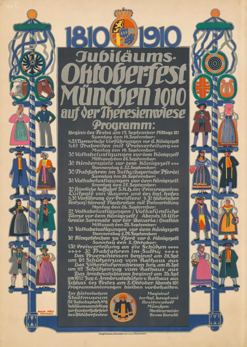 Jubilaums Oktoberfest Munchen 1910 Wall Art by Paul Neu - High-Resolution Digital Print