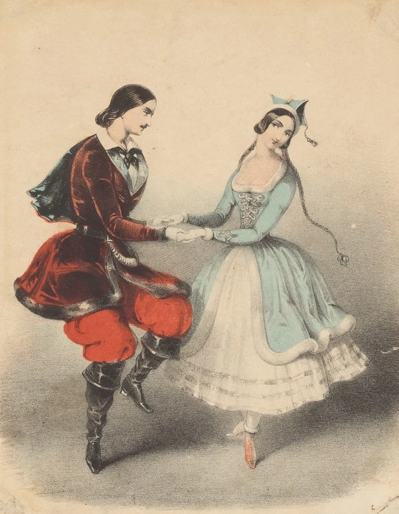 Jules Perrot And Carlotta Grisi Dancing The Polka Wall Art by John Brandard - High-Resolution Digital Print