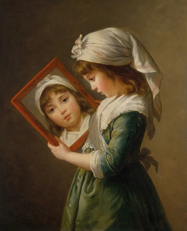 Julie Le Brun Looking In A Mirror Wall Art by Elisabeth Louise Vigée Le Brun - Canvas Print