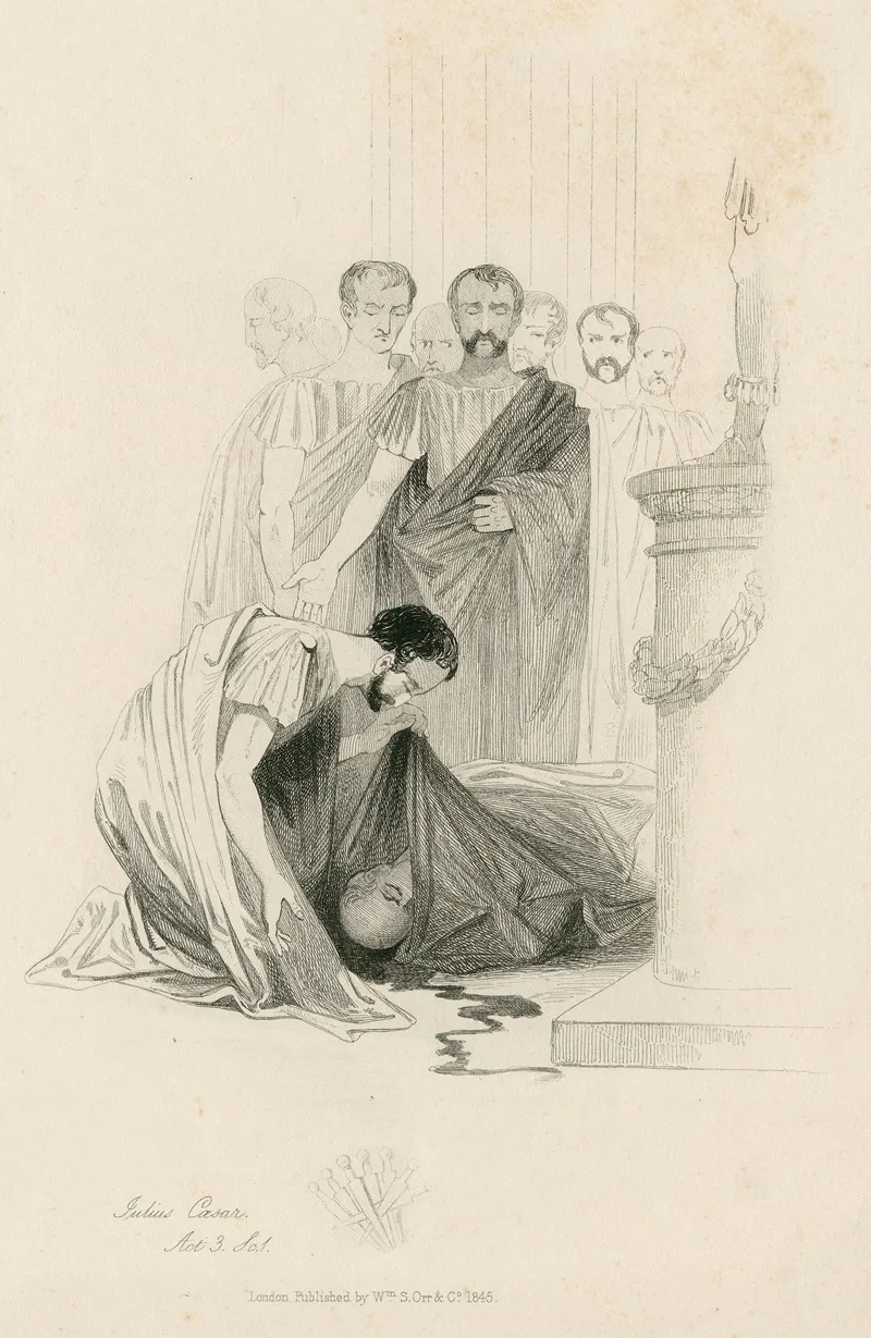 Julius Caesar Act 3 Sc 1 Antony How Like A Deer Stricken By Many Princes Dost Thou Here Lie Wall Art by Joseph Kenny Meadows - High-Resolution Digital Print