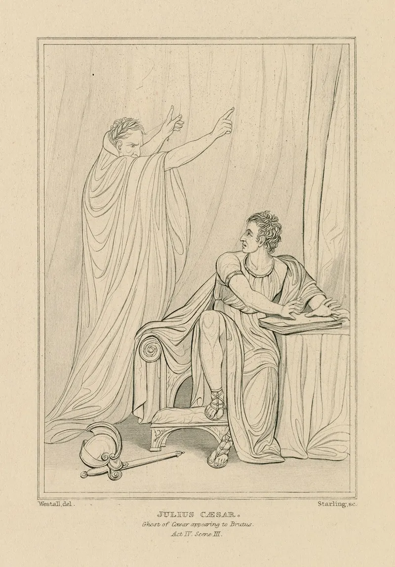 Julius Caesar Ghost Of Caesar Appearing To Brutus Act Iv Scene Iii Wall Art by William Francis Starling - High-Resolution Digital Print