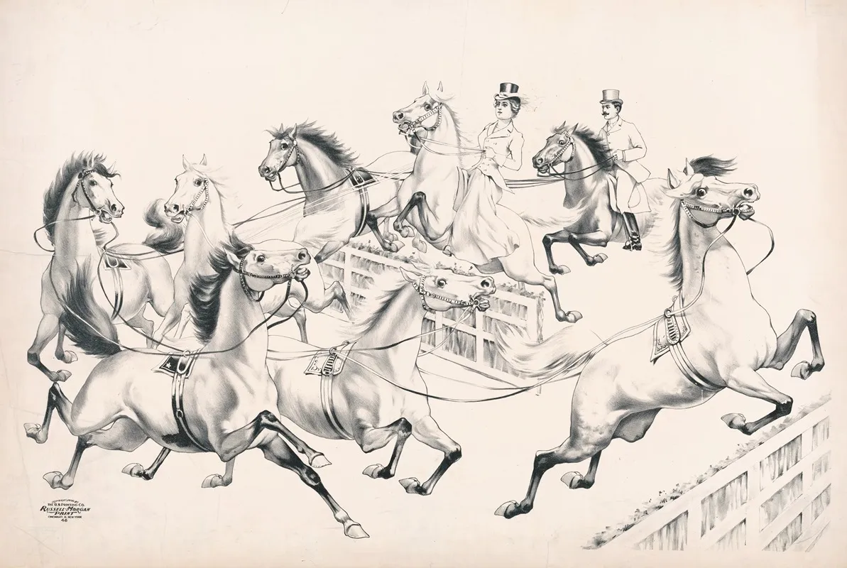 Jumping Strings Of Horses Only Two Riders 2 Wall Art by Russell, Morgan & Co. - High-Resolution Digital Print