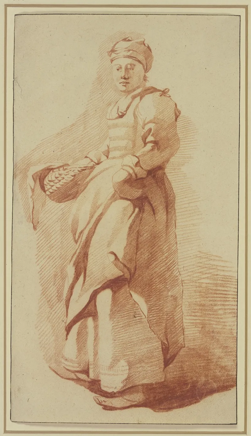 Junge Fischerin Mit Fischkorb Stehend Nach Links Wall Art by Cornelis Pietersz. Bega - High-Resolution Digital Print