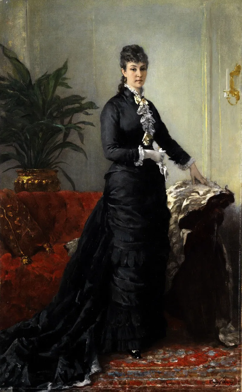 Junge Frau In Langem Schwarzen Kleid Wall Art by Eugène Faure - High-Resolution Digital Print
