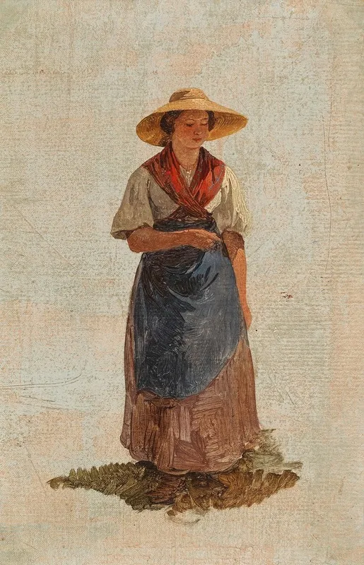 Junge Frau In Tracht Wall Art by Circle of Friedrich Gauermann - High-Resolution Digital Print