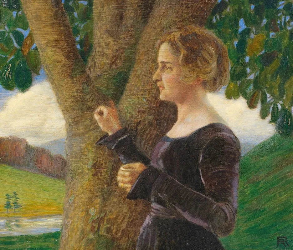 Junge Frau In Violettem Samtkleid Wall Art by Rudolf Riemerschmid - High-Resolution Digital Print