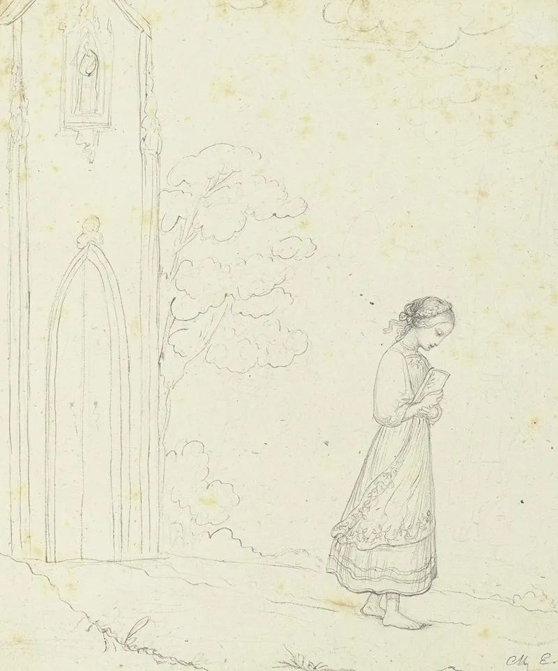 Junges Madchen Auf Dem Heimweg Von Der Kirche Wall Art by Marie Ellenrieder - High-Resolution Digital Print