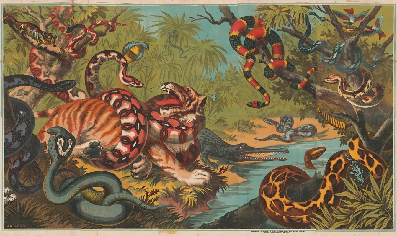 Jungle Serpent Strangling Animal Wall Art by J.W. Hart - High-Resolution Digital Print