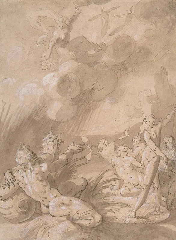 Juno Appearing To Sea Gods 2 Wall Art by Cornelis Cornelisz Van Haarlem - High-Resolution Digital Print