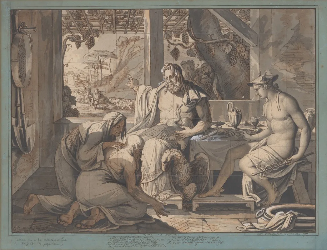 Jupiter And Mercury Reveal Themselves To Philemon And Baucis Wall Art by Elie-Honoré Montagny - High-Resolution Digital Print