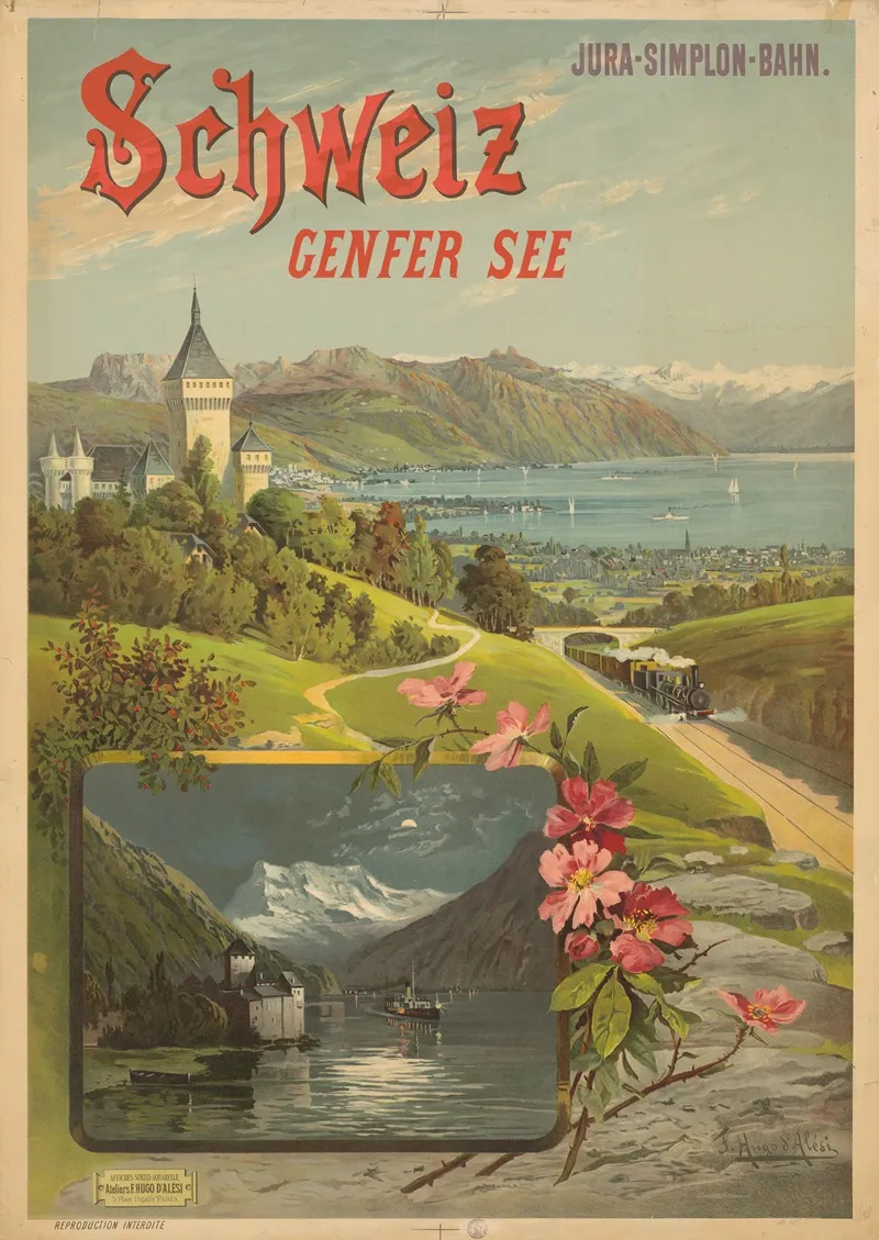 Jura Simplon Bahn Schweiz Genfer See Wall Art by Frederic Hugo d’Alési - High-Resolution Digital Print
