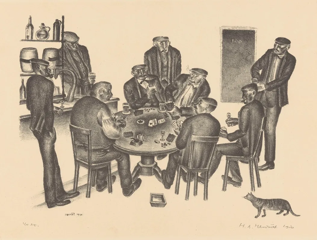 Kaartspelende Mannen In Een Bar Wall Art by Henk Henriët - High-Resolution Digital Print