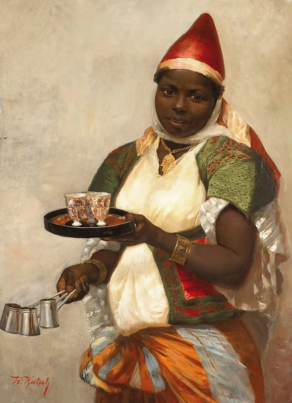 Kadija The Tunisian Girl Bringing Coffee Wall Art by Hermann Katsch - High-Resolution Digital Print