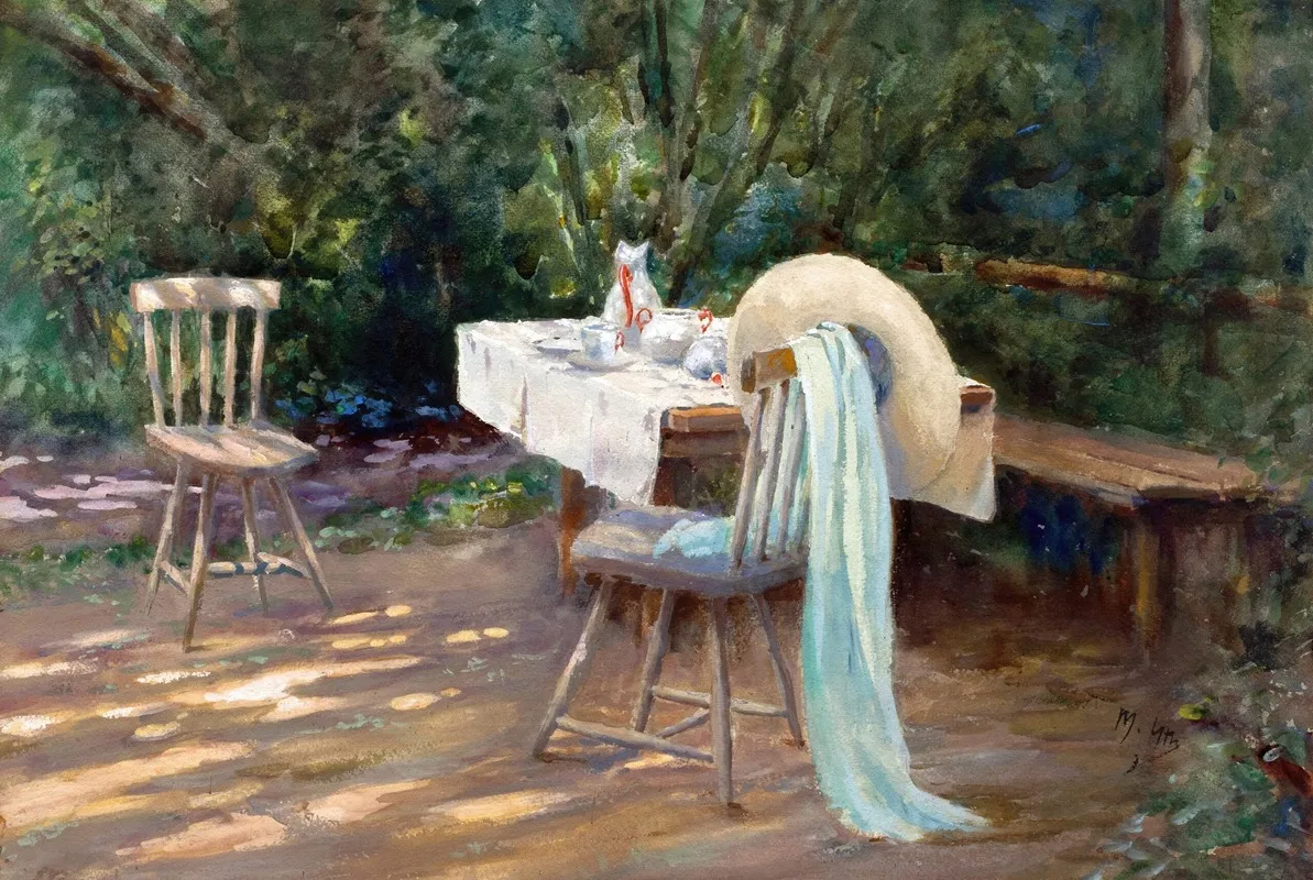 Kaffeestunde Im Garten Gedeckter Tisch Wall Art by Max Uth - High-Resolution Digital Print