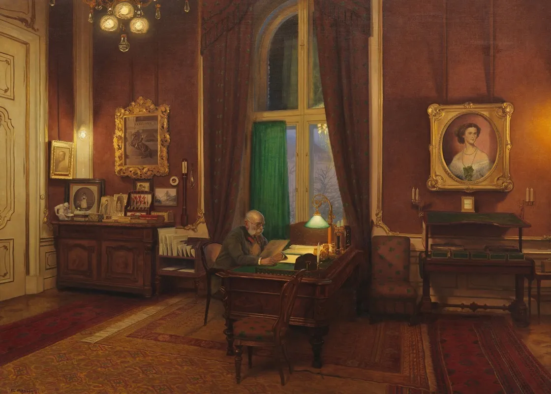 Kaiser Franz Joseph I In Seinem Arbeitszimmer In Schonbrunn Wall Art by Franz von Matsch - High-Resolution Digital Print