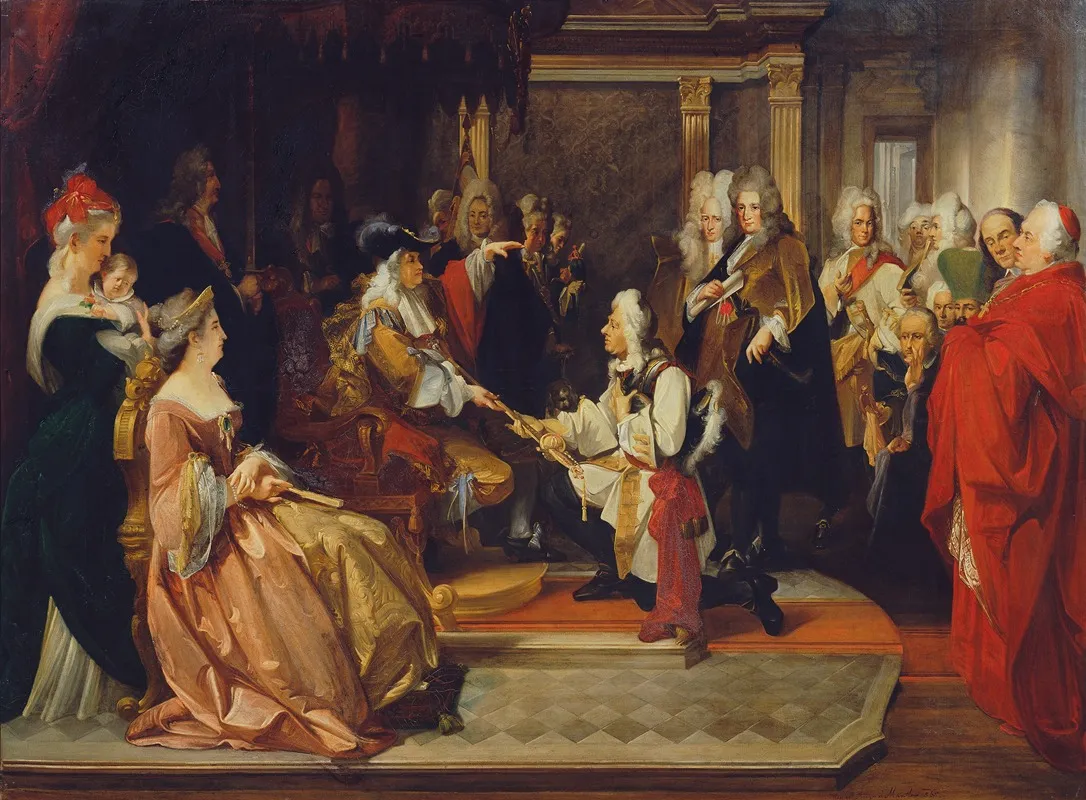 Kaiser Karl Vi Uberreicht Prinz Eugen Nach Der Schlacht Bei Belgrad Den Ehrendegen Wall Art by August Wenzel Mantler - High-Resolution Digital Print