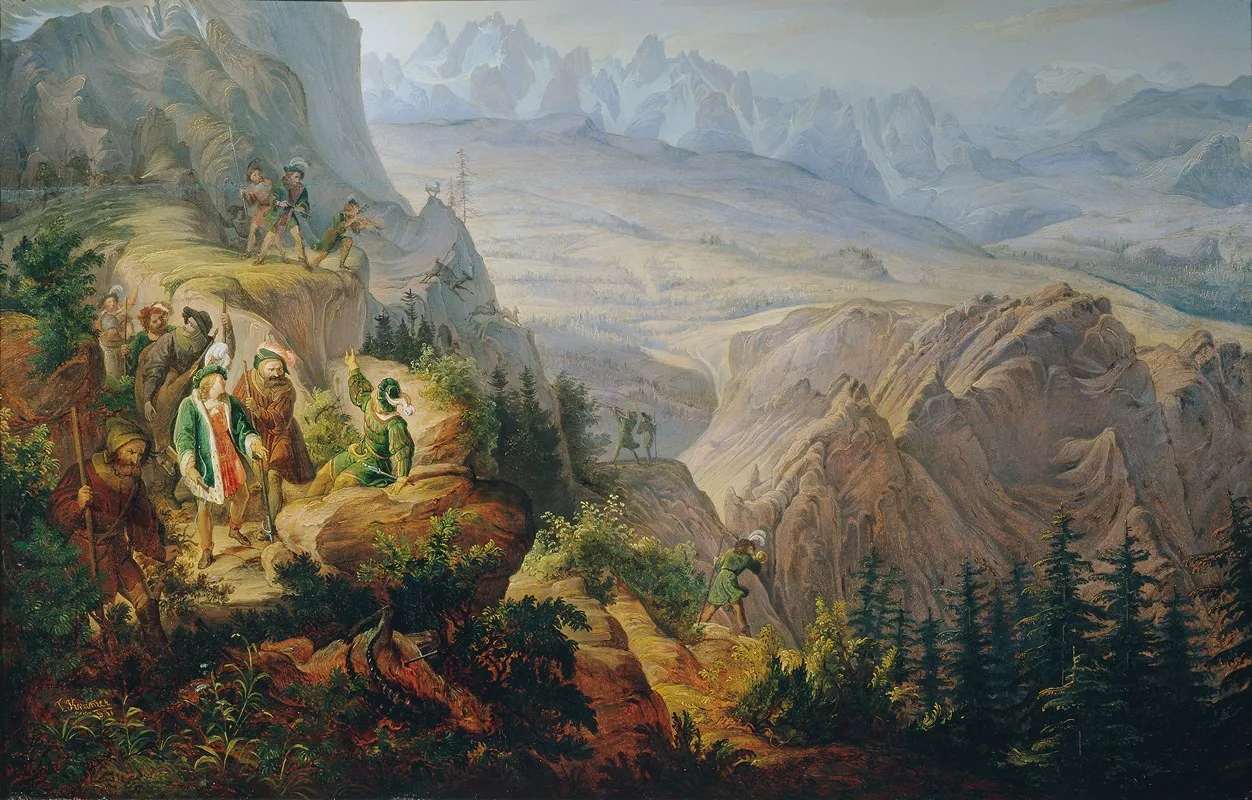 Kaiser Maximilian I Auf Der Steinbockjagd Wall Art by Franz Krammer - High-Resolution Digital Print