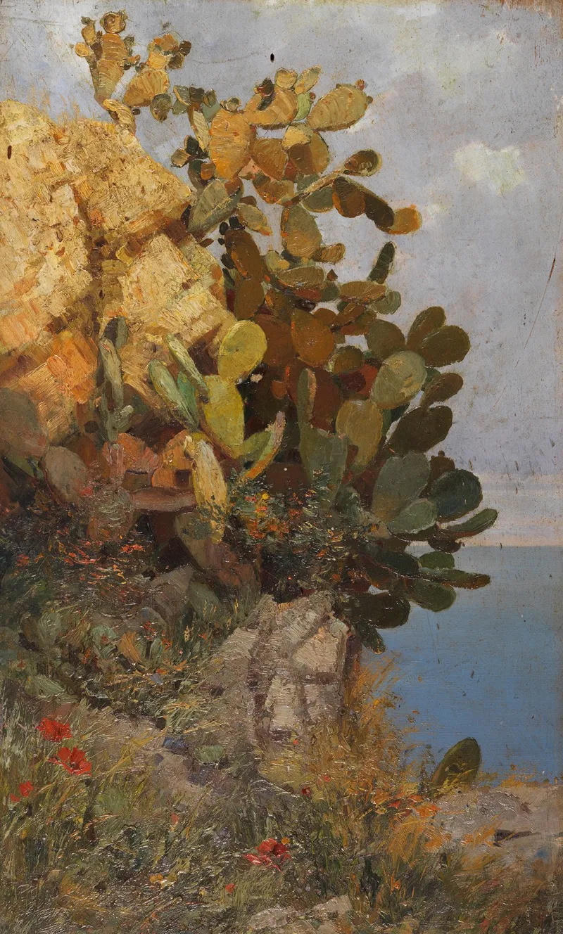 Kakteen An Der Kuste Von Taormina Sizilien Wall Art by Hans Unger - High-Resolution Digital Print