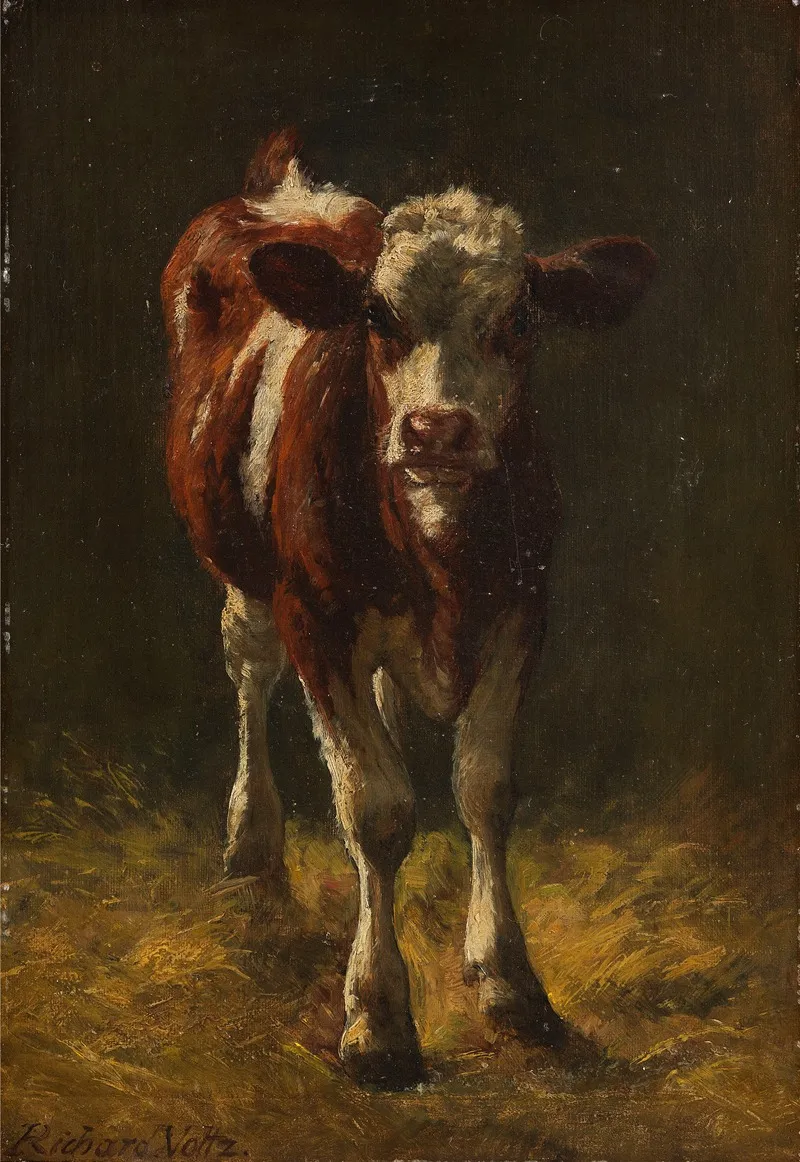 Kalbchen Im Stall Wall Art by Richard Voltz - High-Resolution Digital Print
