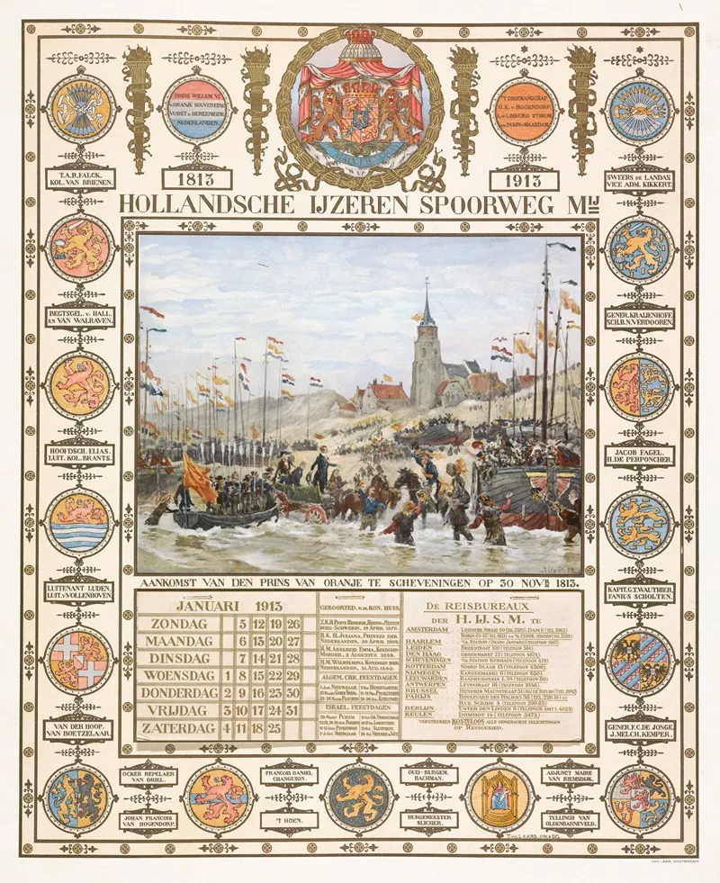 Kalender Bij Eeuwfeest Aankomst Van De Prins Van Oranje Te Scheveningen 1813 1913