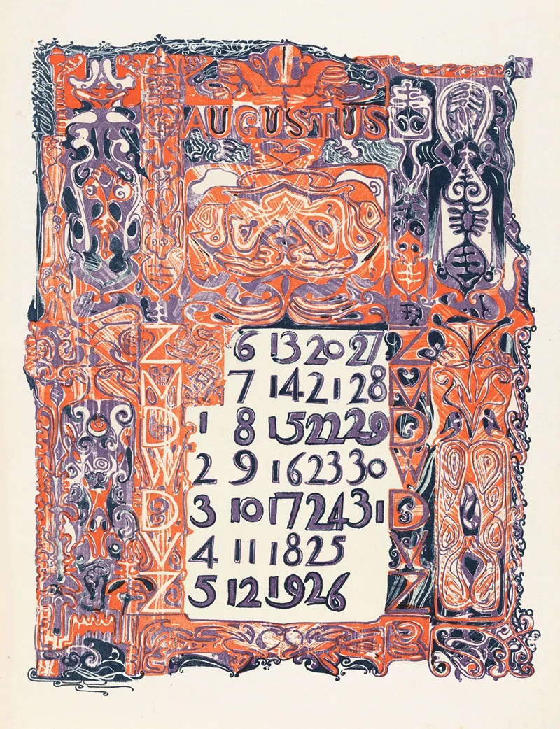 Kalenderblad Augustus 1899