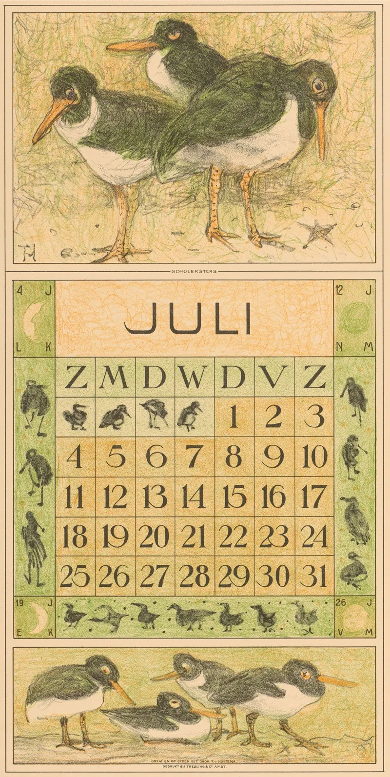 Kalenderblad Juli Met Scholeksters