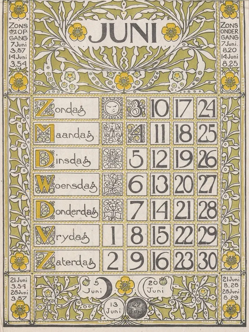 Kalenderblad Juni 1900