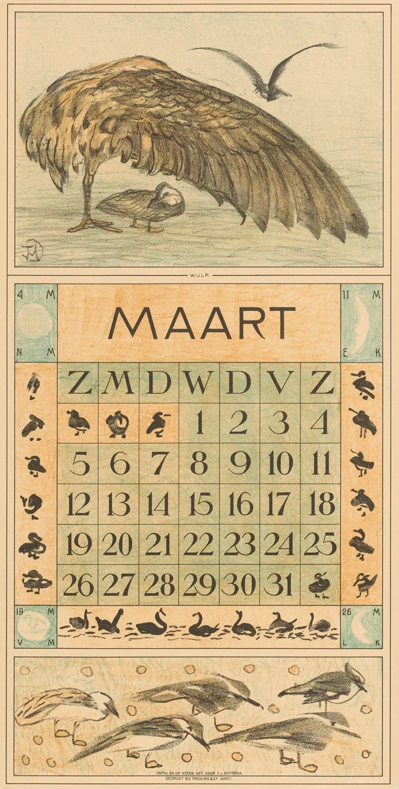 Kalenderblad Maart Met Wulp
