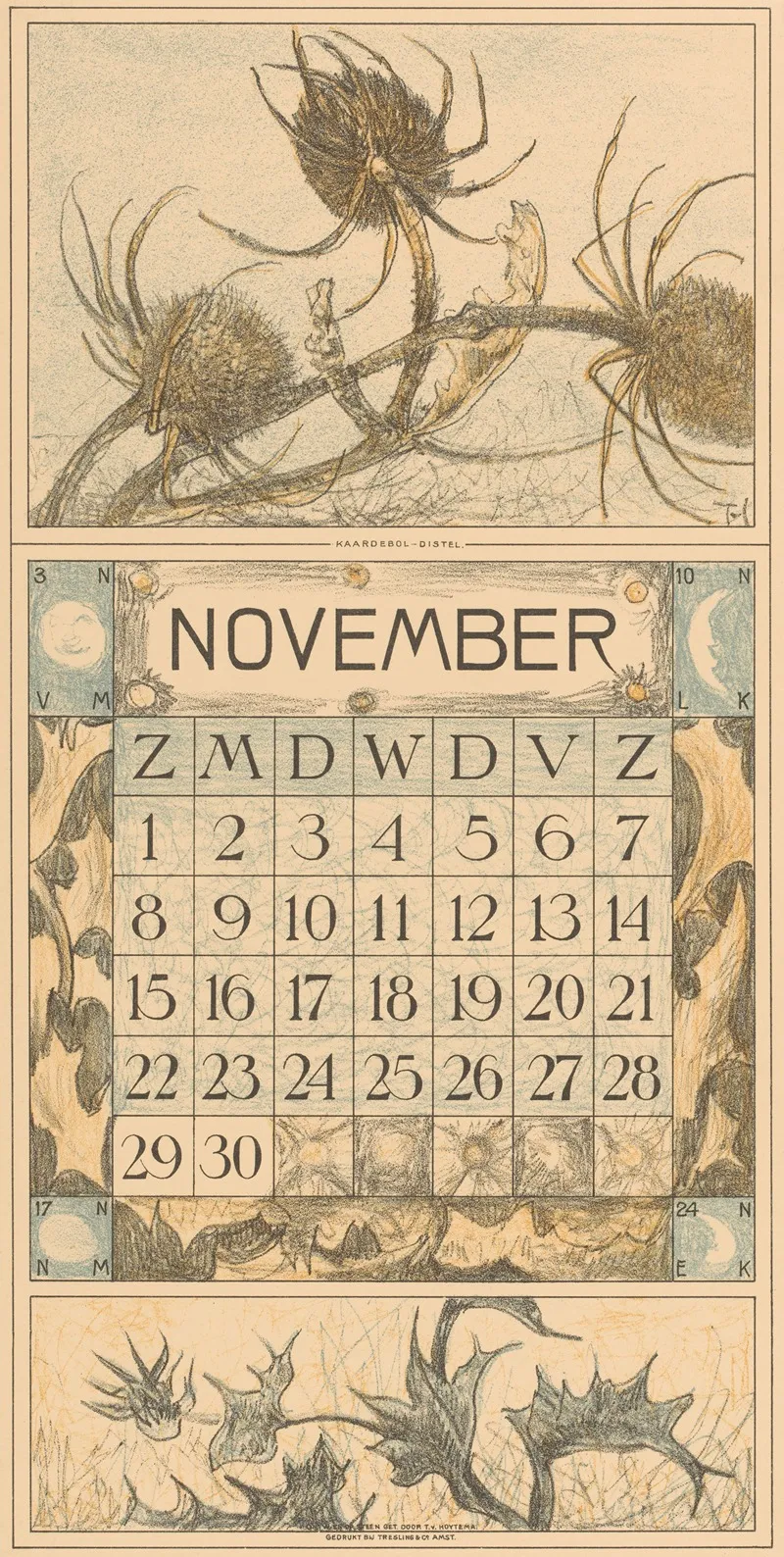 Kalenderblad November Met Distel