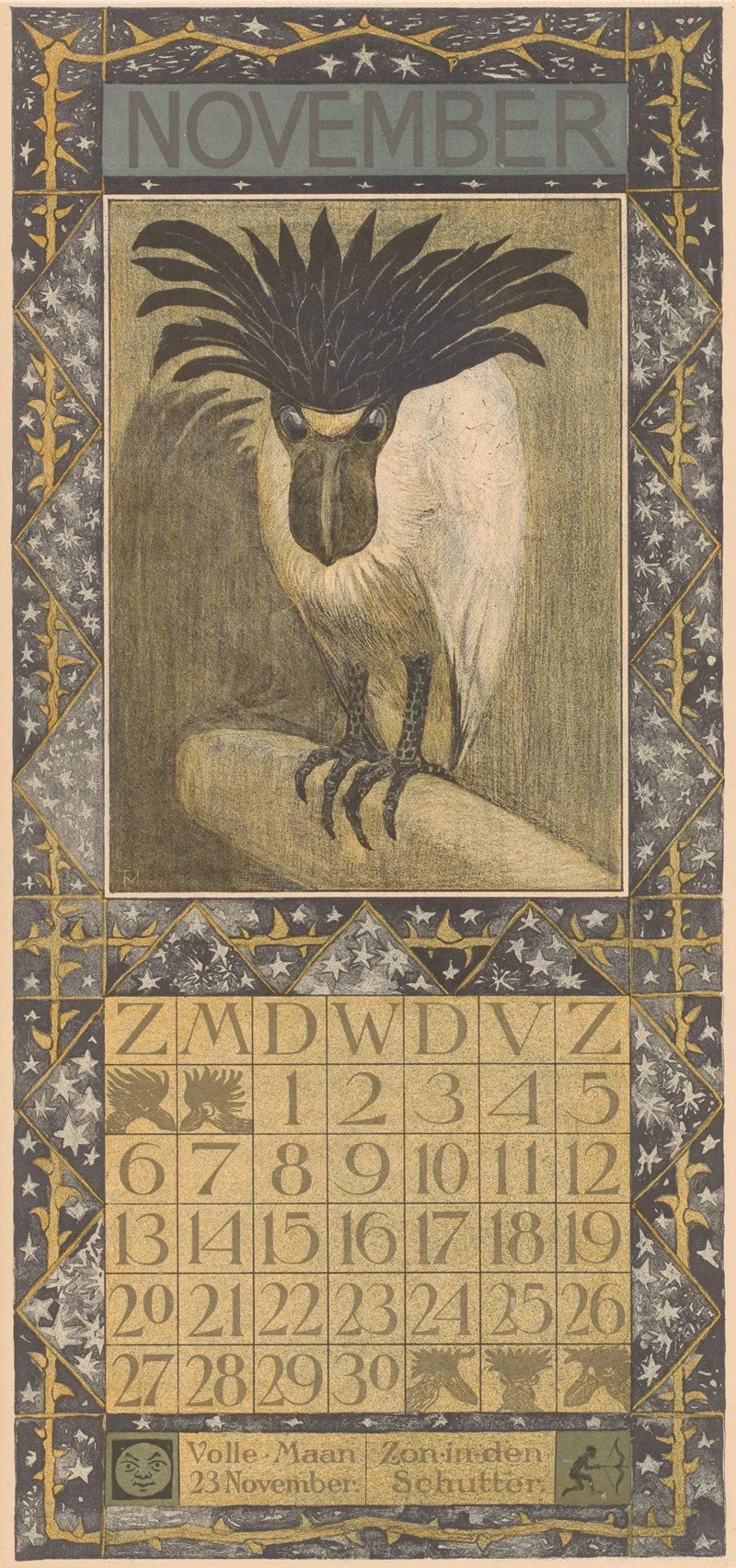 Kalenderblad November Met Een Schuitbekreiger