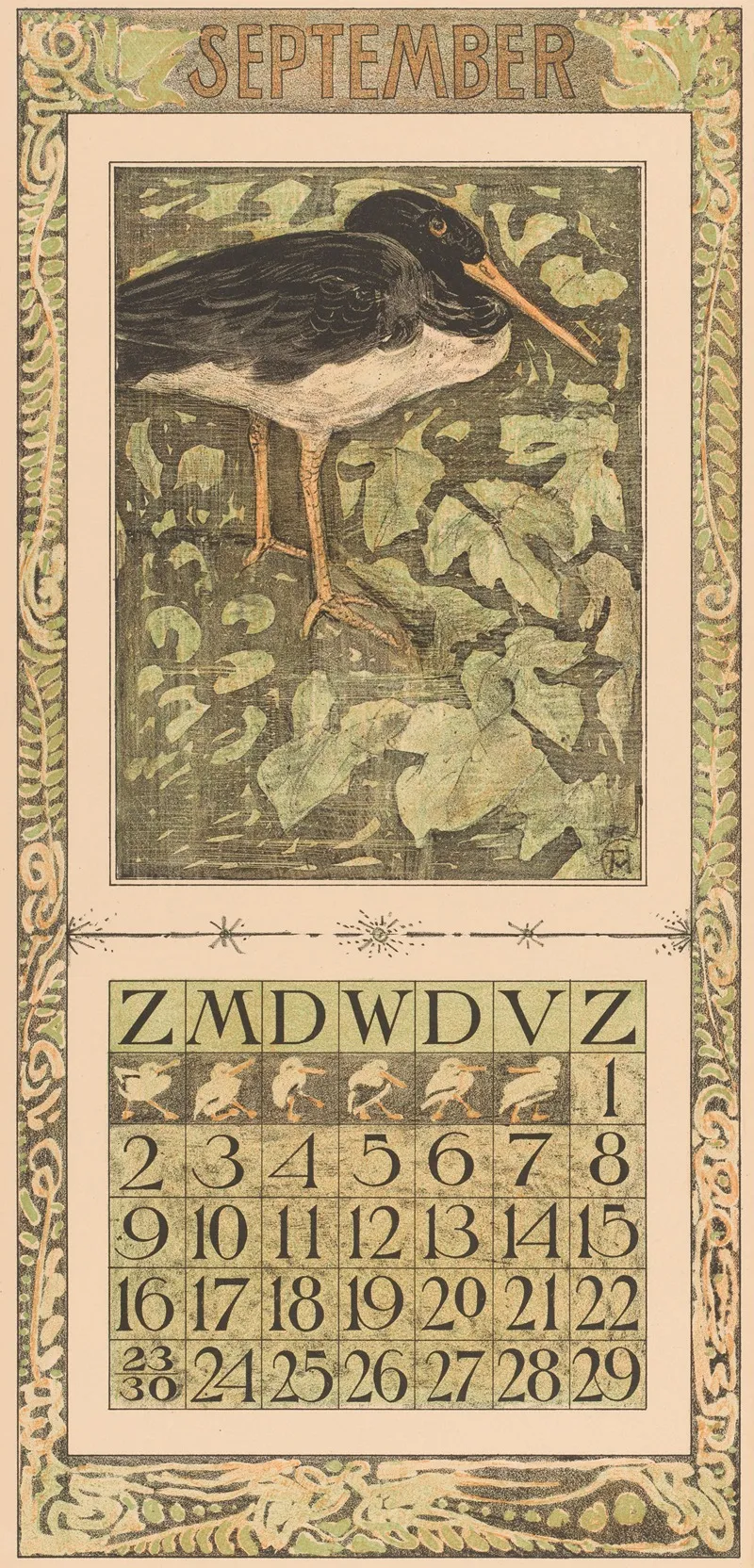 Kalenderblad September Met Scholekster