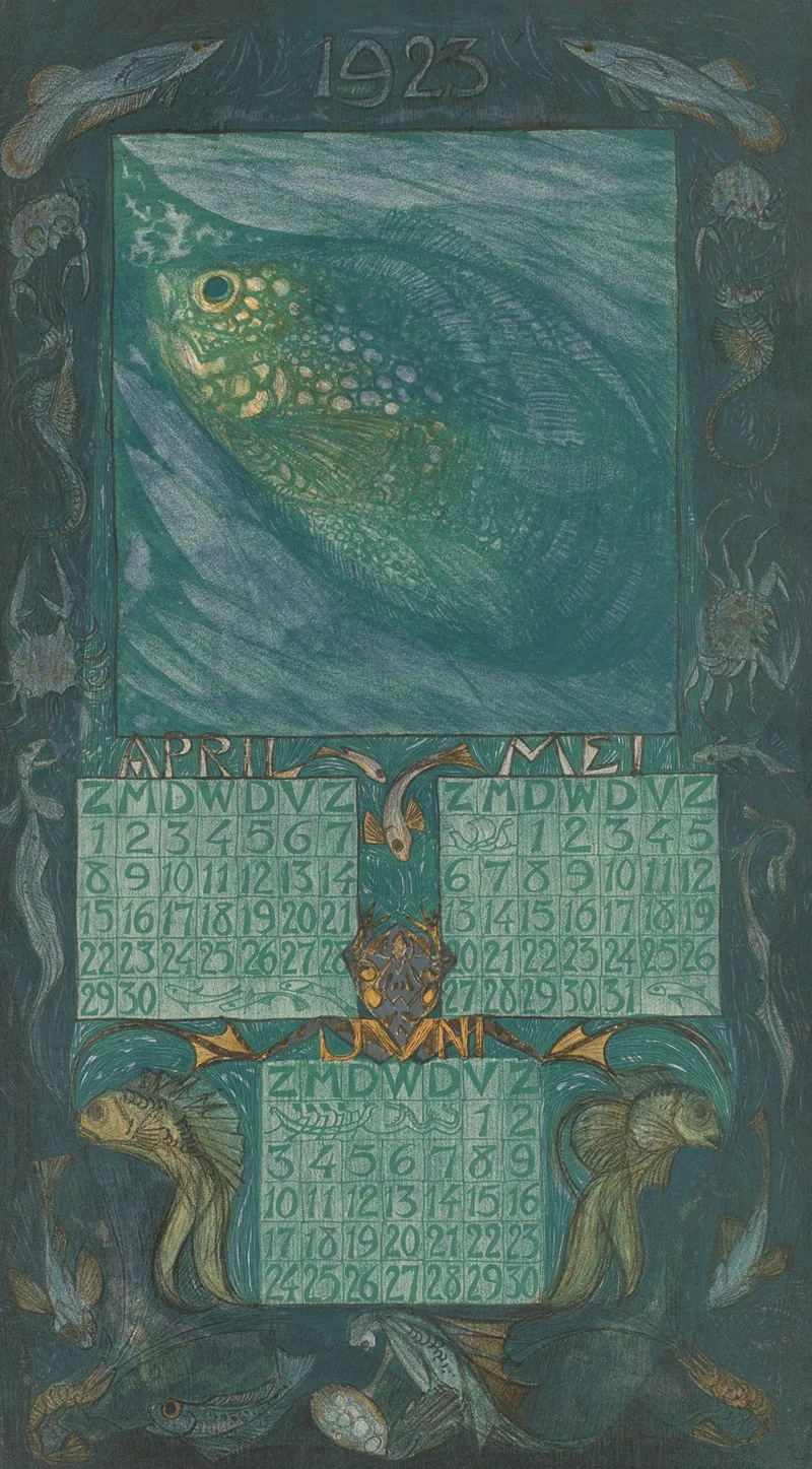 Kalenderblad Voor April Tot En Met Juni 1923 Wall Art by Leo Visser - High-Resolution Digital Print